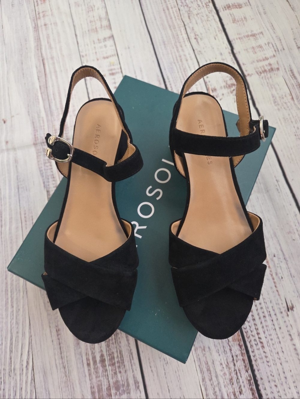 Aerosoles Cosmos Women's Suede Platform Sandals size 7.5 Comfort Shoes EUC - Picture 2 of 9